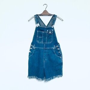 Vintage Denim Shortalls Overalls Fringed Hem Arizona Jean Co.